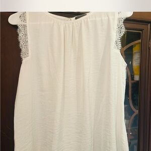 White Sleeveless Top with Lace Details